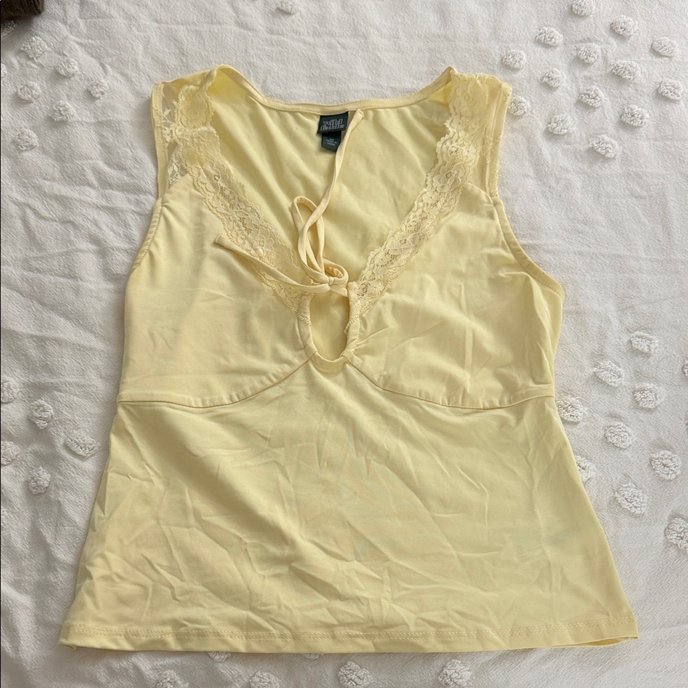 Light Yellow Lace Detail Tank Top